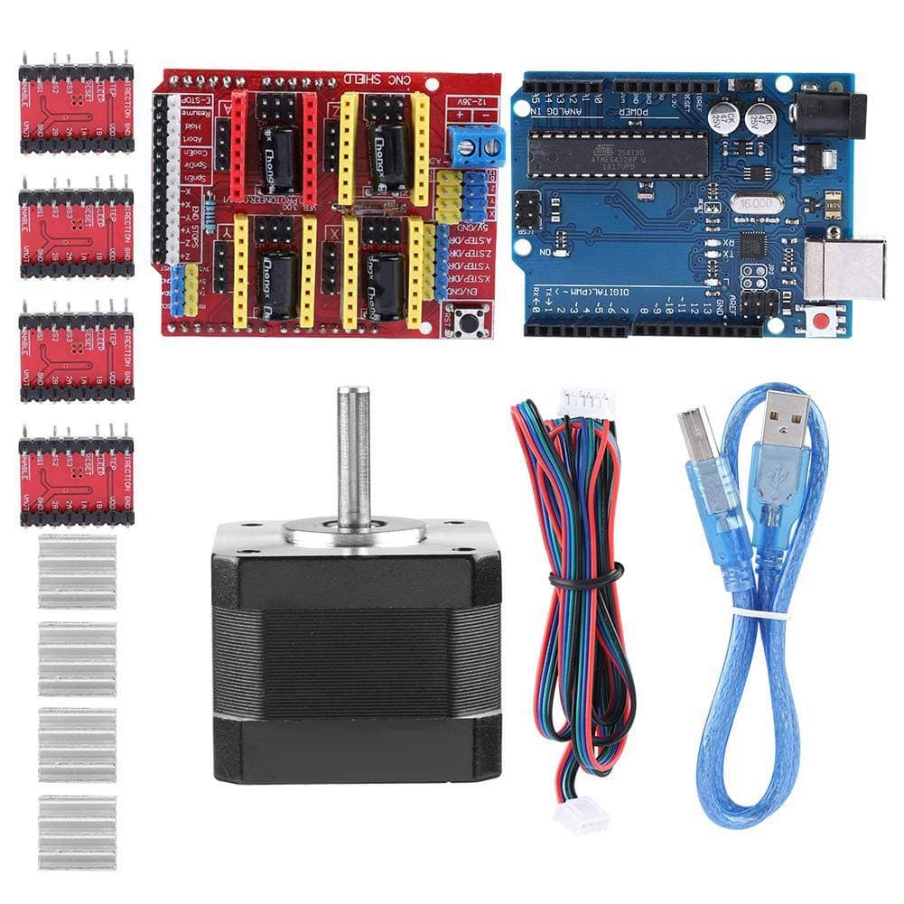 Tangxi 3D Printer CNC Kit with CNC Shield V3.0+A4988 Stepper Motor Driver+ R3 Board+Heatsink+Nema 17 stepper motor+USB Cable,CNC Kit for Kuman R3 GRBL