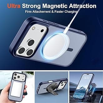 SUPFINE Magnetic for iPhone 17 Pro Max Case (Compatible with MagSafe)(Military Grade Drop Protection) Translucent Matte Shockproof with Anti-Fingerprint Phone Cover 2025,Navy Blue