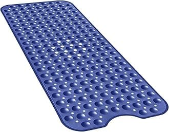 YINENN Bath and Shower Safety Mats 40x16 inch, Non Slip with Suction Cups for Bathroom Stall and Tub Floor, Extra Large and Machine Washable, Drain Holes Keep Bathtub Clean, Dark Blue