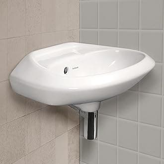 Hindware Windsor Wall Hung Wash Basin for Bathroom | Made of Ceramic | Star White | Compact Design
