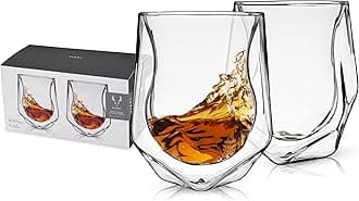 Aerating Whiskey Tumbler, Whiskey Tasting Glass, Double Walled Snifter, Specialty Bourbon Tumbler, Clear Glass, Dishwasher Safe, 6 Oz, Set of 2