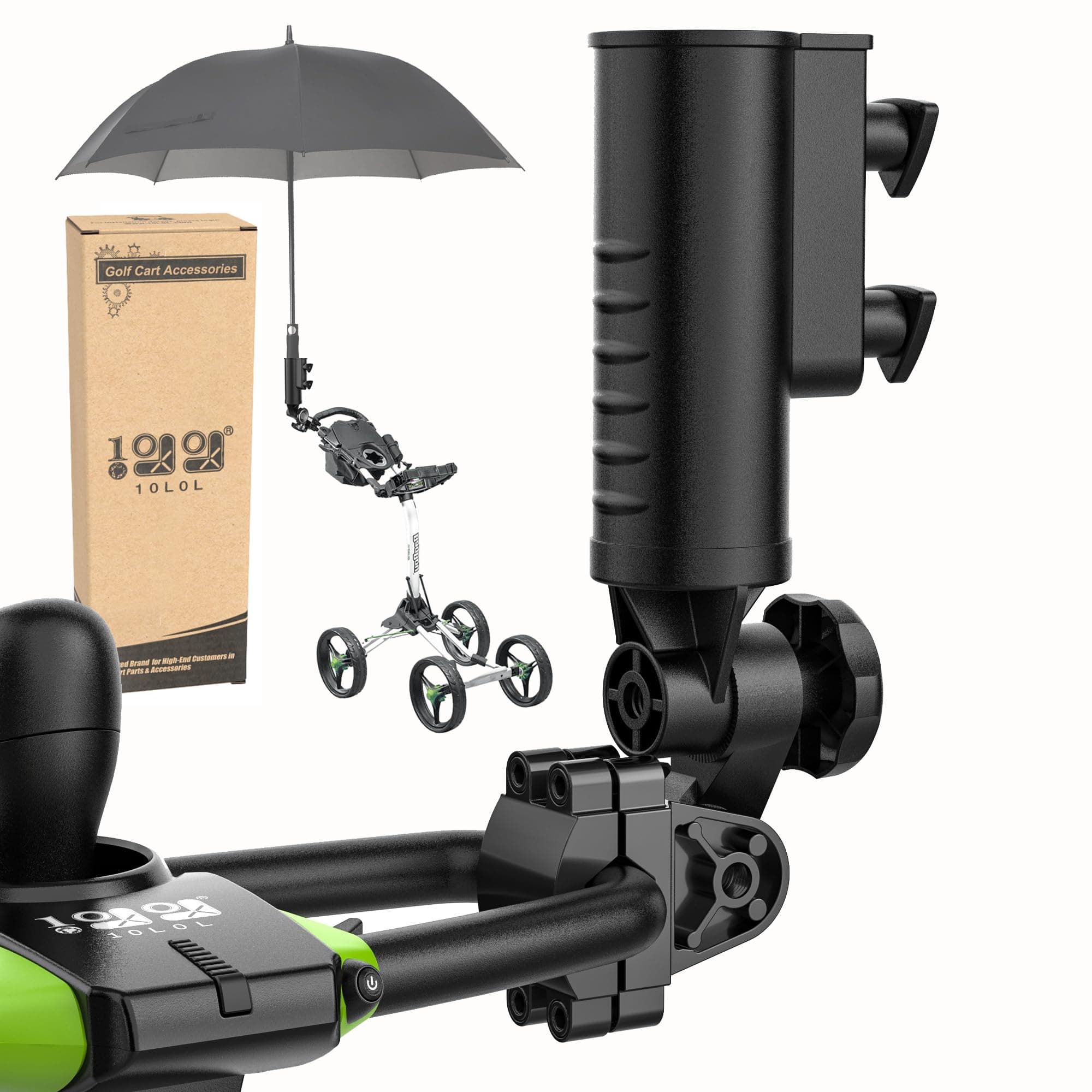 - 10L0L Heavy Duty Golf Push Cart Umbrella Holder, Super Strong Windproof, Universal Umbrella Stand for Mobility Scooter, Stroller, Wheelchair, Beach Chair