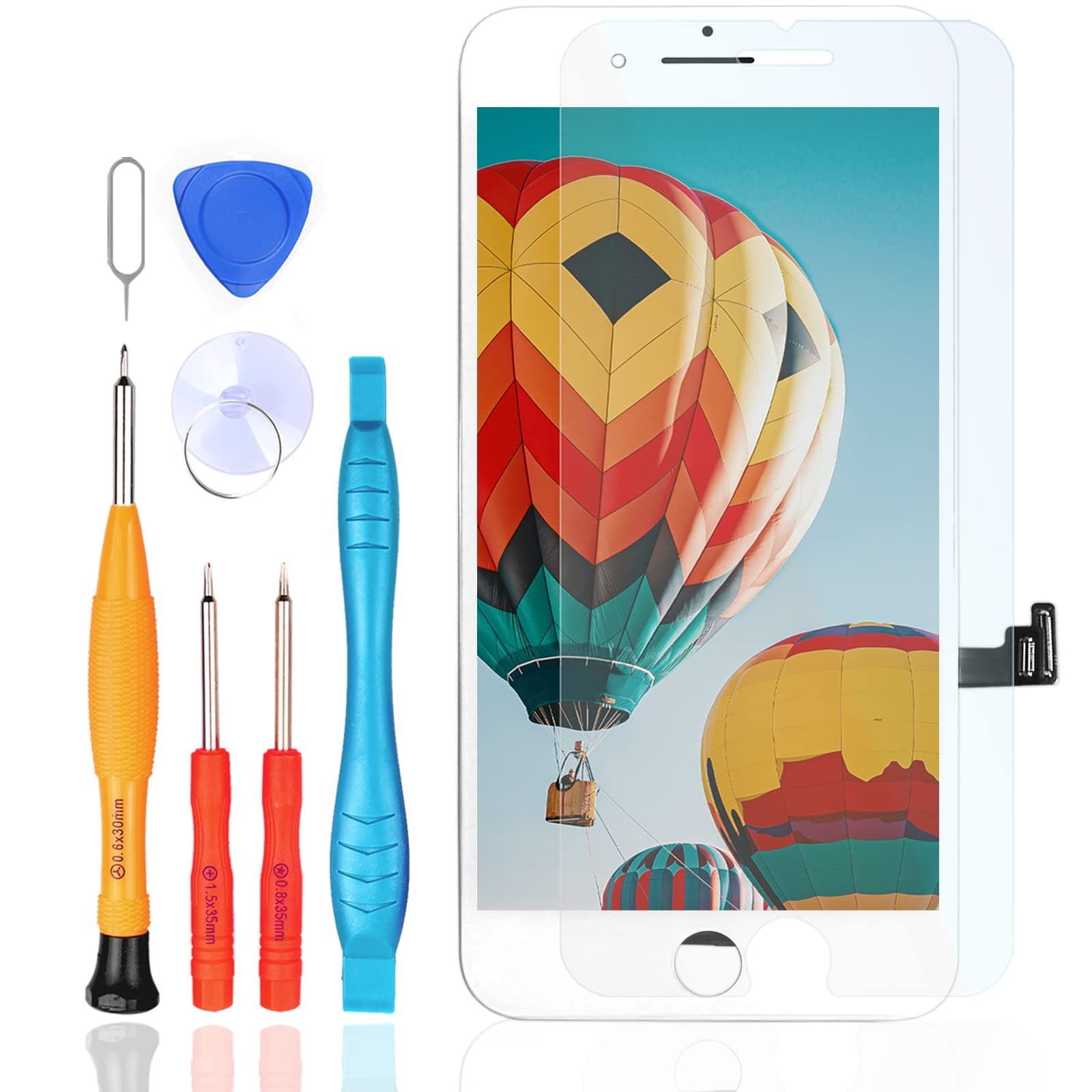 LL TRADER LCD for iPhone 8 Plus Display Digitizer Screen with Glass Lens Repair Replacement Kit White