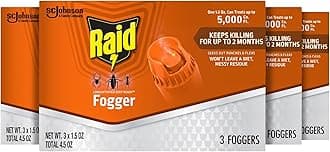 Raid Concentrated Deep Reach Fogger Kills Ants Roaches and Spiders 1.5 Ounce Cans 3 Count (Pack of 4)