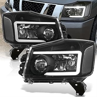 AJP Distributors LED DRL Tube Bar Driving Head Lights Lamps Assembly Housing Left+Right Pair Compatible/Replacement For Nissan Armada Titan 2004 2005 2006 2007 2008 2009 2010 2011 2012 2013 2014 2015