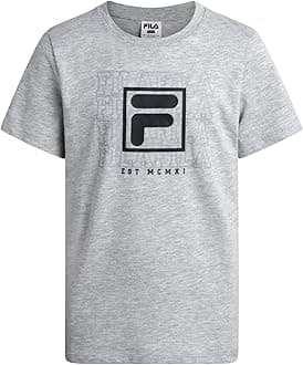 Fila Boys Athletic Shirts - Performance Crewneck Boys Dry Fit Shirts - Active Short Sleeve Graphic Tees (Sizes 8-20)