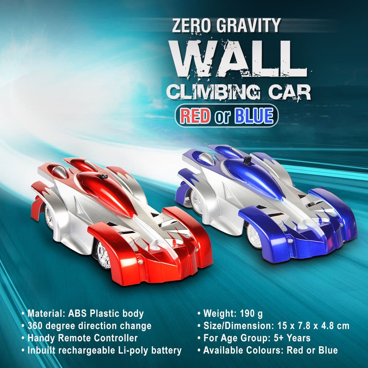 Adonai Remote Control Zero Gravity Wall Climbing Car (Blue)