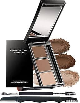 Eyebrow Powder Makeup Kit-3 Colors Eye Brow Powder Palette Long-Lasting Waterproof, Dark/light Brown Brow Filler, Fill & Sculpt Full Eyebrows for Women, With Mirror, Brow Brush & Razor-Set 02