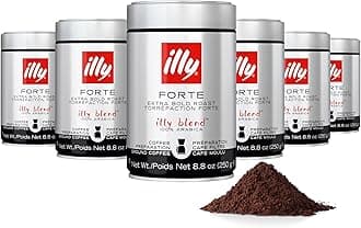 illy Ground Drip Coffee, Forte Dark Roast, 100% Arabica, Premium Italian Coffee, Pre-Ground for Drip Brewers, 8.8oz, 6 Pack
