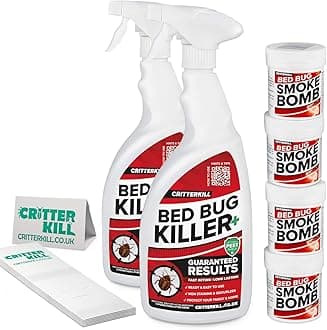 Bed Bug Killer Kit - For Medium Level Home Infestation - Bedbug Spray + Smoke Bombs + Insect Traps (2L / 4x16g / 6 traps)