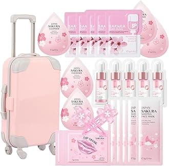Skin Care Set with Cute Mini Luggage,Sakura Skin Care Sets & Kits,Pamper Sets For Teenagers Girls Gifts,Skin Care Set For Teenagers Girls 10-12 (One Size, Cherry Blossom-StyleC-Advanced Moisturizing)