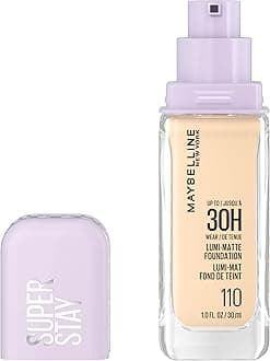 Maybelline Super Stay Lumi-Matte Foundation, Lightweight and Buildable Full Coverage Foundation Makeup For Up To 30HR Wear, 110, 1 Count