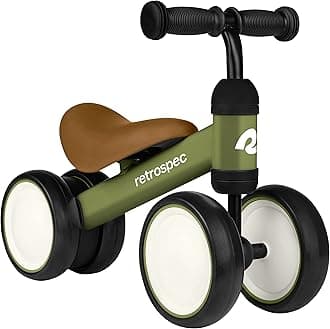 Retrospec Cricket Baby Balance Bike, 4-Wheel Ride-On Toy for Ages 12-24 Months – First Bike & Toddler Bike for 1 Year Old Boys & Girls, First Birthday Gift