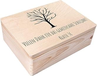 Creative Deco Personalised First Day of School Gift - School Tree | Starting School Gifts for Children, Girl or Boy | Unique Wish Text Custom Gift Box | Customised Wooden Keepsake Box | Graduation