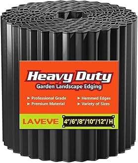 LAVEVE Corrugated Metal Garden Border, 6" x 40' Landscape Edging for Lawn, Flower Bed, Gardens Fence, Paver Edges (Black)