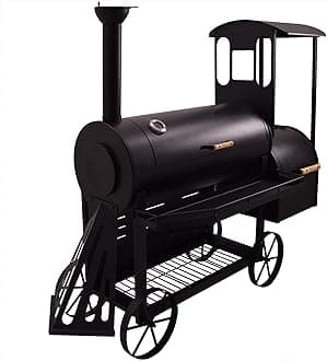 Syntrox Germany smoker S-2 Lok de Luxe Barbecue BBQ Grill Smoker, Charcoal Barbecue, grill trolley