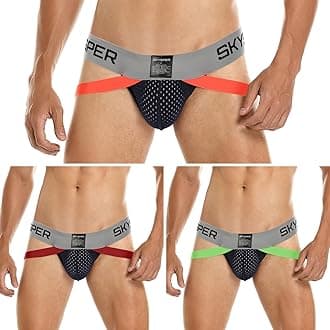SKYSPERMen's Jockstrap Breathable Mesh 2pcs 3pcs 4pcs Jock Strap Male Underwear, Athletic Supporters for Men