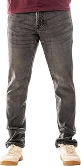 Men's Denim Jeans Straight Fit - Classic Fit - Basic Denim Mens Jeans Trousers - Black & Blue - Work Clothing - Straight Cut