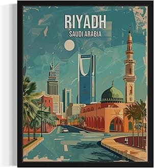 Riyadh Saudi Arabia City Wall Art Poster Print, Asian Landscape Scenery Painting Artwork Travel Prints Decor Cityscape Landmarks Gallery 26 (Riyadh Saudi Arabia, 16 x 20 inches, Unframed)