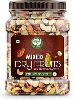Go Vegan Healthy Nutmix 100gm, Dried Almonds, Black Raisins, Cashewnuts, Cranberries, Black Dates & Many More. (Jar Pack)