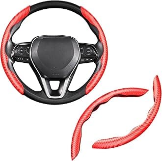 Cartist Steering Wheel Cover, Carbon Fiber Steering Wheel Cover, Car Steering Wheel Cover for Men/Women, Anti-Slip, Comfortable Grip, Durable, Universal for 99% Car Interior Accessories (Red)