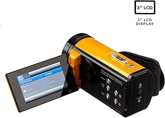 Vivitar - 4K Camcorder Ultra HD Lens, 4K Camera for Video Recording with 56MP, 13MP Sensor, 3" Rotatable Full Color LCD Display, 18x Zoom, Waterproof 5M/ 16.4FT, Image Stabilization, Yellow