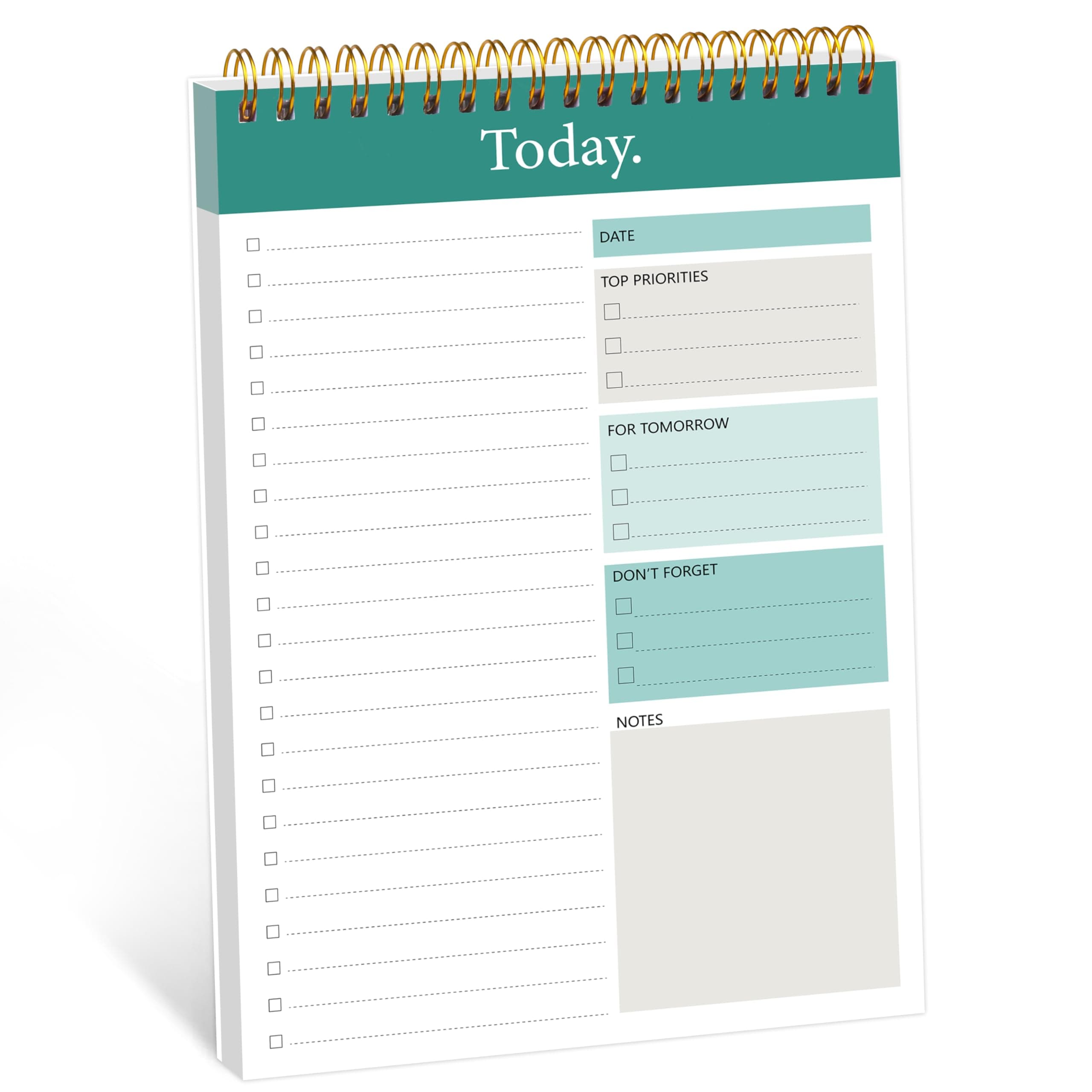 To Do List Notepad - Daily Planner Notepad Undated 52 Sheets Tear Off, 6.5" x 9.8" Checklist Productivity Organizer with Hourly Schedule for Tasks