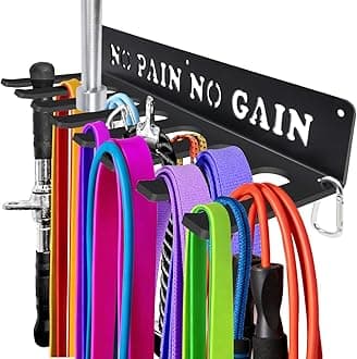Gym Home Rack 8 Hook Heavy-Duty Wall-mounted Organizer Multi-Purpose Workout Gear Wall Hanger Storage for Resistance Bands Jump Ropes Lifting Belt Fitness Bands Barbells Carabiners Included