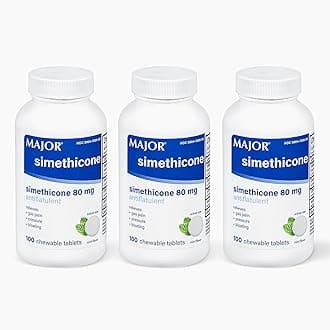 MAJOR Simethicone Gas Relief 80 mg - Anti Flatulence, Bloating and Gas Pressure Aid - 100 Chewable Tablets (3 Pack)