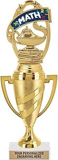 Crown Awards Math Trophy, 10" Gold Cup Mathematics Trophies with Engraving Included