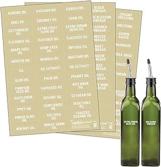 Talented Kitchen 114 White Oils, Vinegars & Liquids Label System: 114 Names of Oils, Vinegars, Sauces Syrups & Blank Labels. Clear Sticker, White Font. Preprinted Stickers