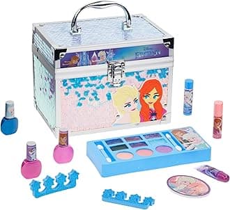 Disney Frozen Train Case Makeup Set for Kids | Makeup Kit Includes Lip Gloss, Nail Polish, Accessories & more | Gifts for Ages 3+ by Townley Girl