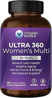 Vitamin World Ultra 360 Multivitamin for Women 50 Plus, Women's 50+ Multivitamin with Minerals & Herbs for Menopause Support, Supplement with Vitamin B, D, E & Zinc for Healthy Aging, 180 Caplets