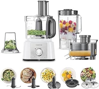 Food Processor 1000W Multi-Functional With 3 Stainless Steel Disks, Blender, Grinder Mill, Juicer Extractror, Whisk, Dough Maker, CitrUS Juicer Fdp65.750Wh White