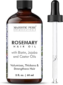 100% Pure Rosemary Oil for Hair Growth Infused with Biotin | Hair Strenghtening Treatment | Nourishing & Volumizing | with Jojoba Oil & Castor Oil | Non GMO Verified | 60 ml