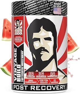 Vintage Build Post-Workout Recovery Powder Drink with BCAAs, Creatine & L-Glutamine to Support Muscle Recovery & Strength for Men & Women – Juicy Watermelon, 30 Servings
