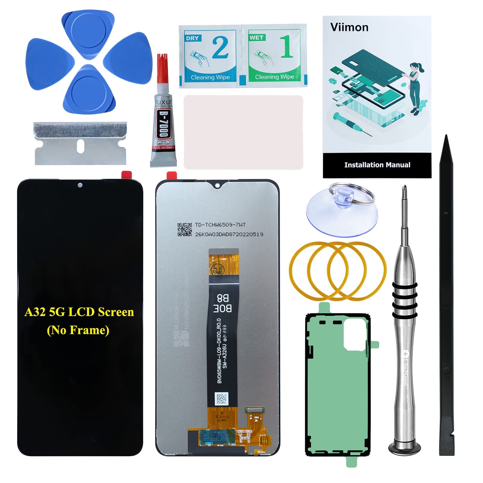 LCD Screen Replacement Kits (No Frame) Compatible with Samsung Galaxy A32 5G SM-A326U Touch Screen Digitizer with Repair Tools