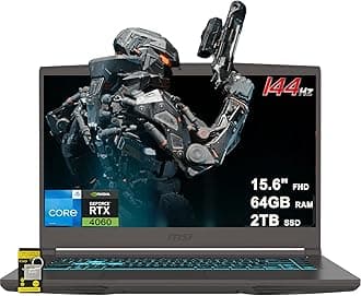 msi Thin 15 Gaming Laptop 15.6" FHD IPS 144Hz Intel Octa core i5-13420H (Beats i7-12650H) 64GB RAM 2TB SSD GeForce RTX 4060 Backlit Type-C Win11 ICP Hub