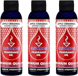 AROMAR Premium Fragrance Oil, Pack of 3 Apple Cinnamon 2oz. Bottles. Long Lasting Aromatic Scent, Fresh and Revitalizing Aromatherapy for Living Room, Bedroom, and Kitchen