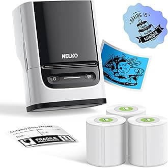 Nelko Label Maker Machine with Tape, PM220 Bluetooth Label Printer, 2 Inch Portable Thermal Printer for Small Business, Logo, Clothing, Sticker Printer for Phones & PC, with 3 Labels, White