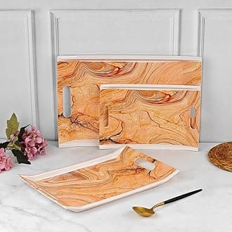 Melamine Rectangular Shape Serving Tray, Set of 3 Villori Series (Black | Small, Medium and Large Size) Tray (3 Tray) Tray (3 Tray)