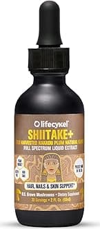 Lifecykel - Shiitake Mushroom Extract with Kakadu Plum- Hair, Skin & Nail Support, Anti Aging Supplement- 100% Organic Mushrooms, Immune Boosting, Vitamin C Made in The US- 2 Fl oz(Packaging May Vary)