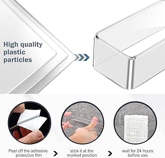 Taozun Hand Towel Holder - Clear Towel Rack for Bathroom, Adhesive Towel Bar Stick on Kitchen Wall, Acrylic Towel Rail No Drill Towel Holder, 2 Packs