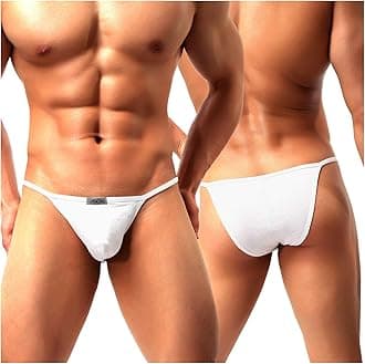 Men's Thong Swimwear Sexy G-String Briefs Underwear Swimsuit - white - Medium