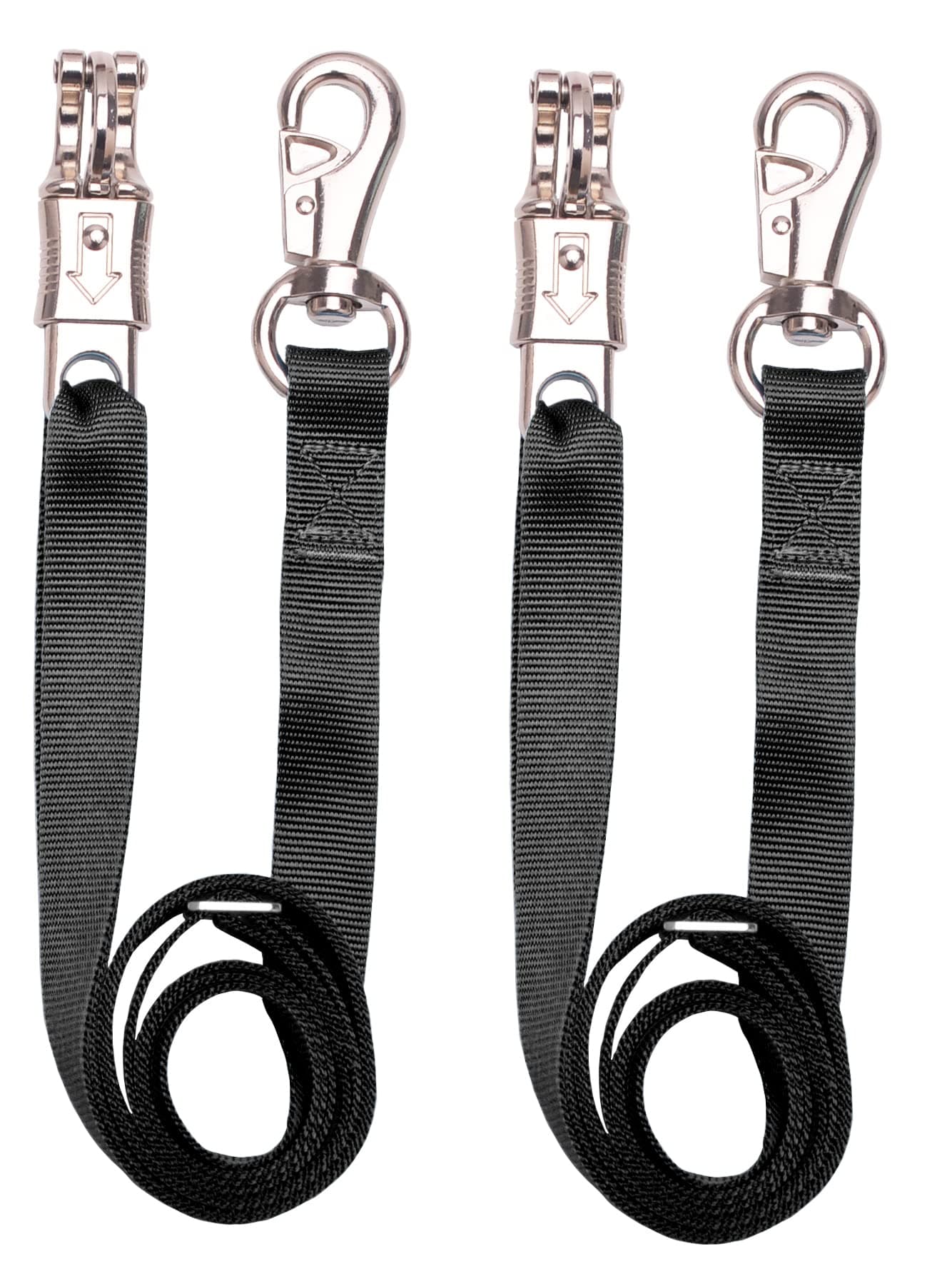 Loaged Adjustable Nylon Cross Tie （2 Pack）- with Panic Snap and Bull Snap - Adjusts from 44.5" to 78.3" (Black)