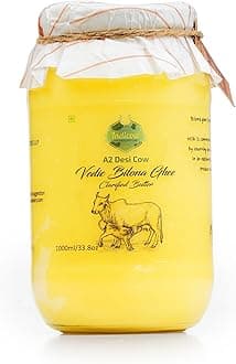 A2 Desi Cow Ghee, Clarified Butter | Grass Fed Cows | (1000ML(33.8oz), A2 Cow Ghee (Sahiwal Cows)) | Clarified Butter Fat, Keto, Paleo, Lactose Free, Casein Free, Non-GMO |a2 ghee organic
