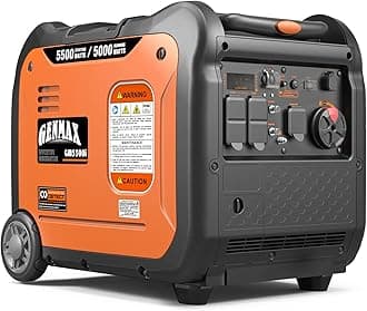 GENMAX Portable Inverter Generator, 5500W Ultra Quiet Gas Engine, EPA Compatible, Eco Mode Function, Ultra Light for Home and Camping Use (GM5500i)