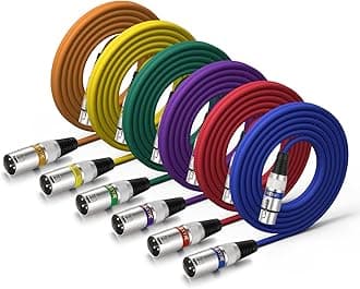 EBXYA XLR Cables 10ft - Premium Balanced 3-Pin XLR Male to Female Microphone Cable, 6 Color Packs
