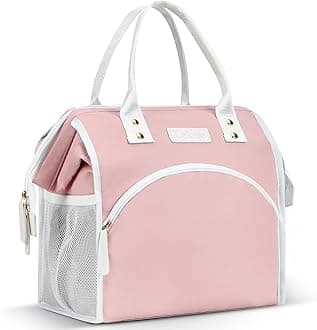 LOKASS Lunch Bag Women Insulated Lunch Box Wide-Open Lunch Tote Bag Large Waterproof Cooler Bag for Work Picnic Hiking Beach（Pink）