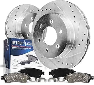Detroit Axle - Front Brake Kit for 2010 2011 2012 2013 2014 2015 2016 2017 2018 2019 2020 Ford F-150 Expedition Lincoln Navigator, Drilled Slotted Disc Brake Rotors Ceramic Brakes Pads Replacement